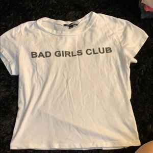white “bad girls club” crop top